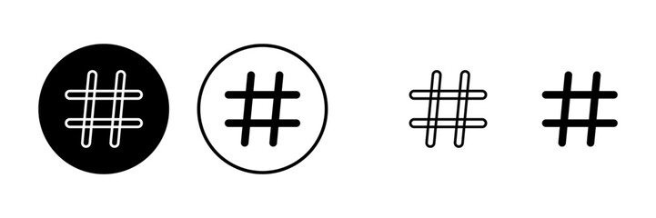 Hashtag icons set. black hashtag icon