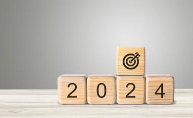 2024 New year Numbers on wooden cube