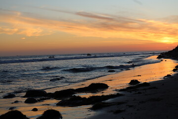 Sunset and Ocean waves