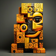 Abstract Geometric Facial Sculpture