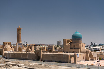 View over Poi Kalon Mosque and Minaret from Ark fortress, Bukhara, Uzbekistan.