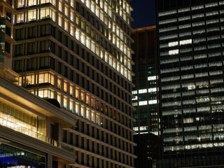 Fototapeta na wymiar 東京の都心の高層ビル群の夜景の風景