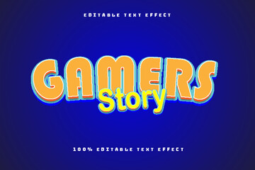 Gamers Story Editable Text Effect 3D Emboss Cartoon Style