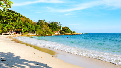 Koh Samet Island Rayong Thailand in the evening sun, the white tropical beach of Samed Island with a turqouse colored ocean