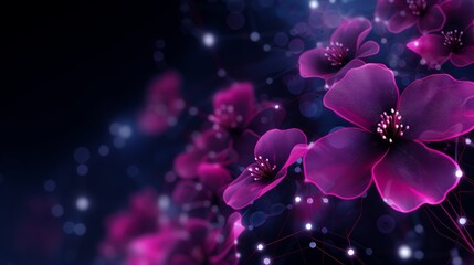 Abstract technology background. tech node, tech flower, pink and purple