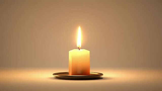 Minimal animation of a candle flame flickering and casting a warm glow, representing tranquility and peace.