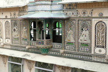 Noble prince wall mosaics, , City Palace, Udaipur.