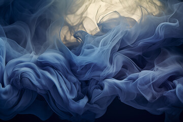 Smoke moon mist texture. Mysterious blue, grey, black colors in a smokey, hazy room background. Water paint vape on black background. Rgb gaming, night club party abstract backdrop by Vita - obrazy, fototapety, plakaty
