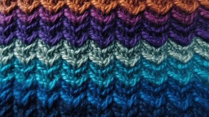Fototapeta premium Knitting stitches in iridescent colors. Generative AI