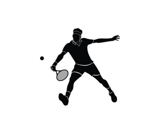 A tennis player man silhouette sports person design element. Tennis player vector.