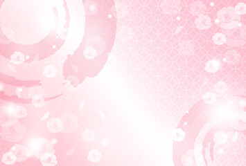 椿の花のピンクの背景　新春のきれいなイメージ
 - obrazy, fototapety, plakaty