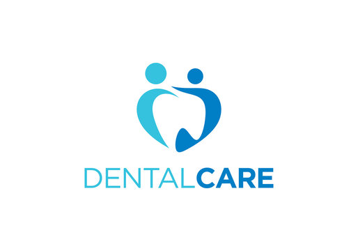 dental care logo. simple minimalist love heart tooth line inspiration icon design.
