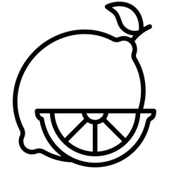 lemon black outline icon, related to spring theme.