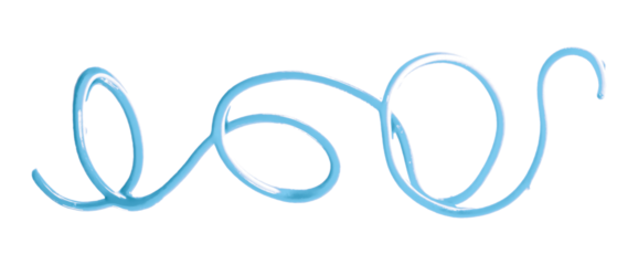 Light blue watercolor painted zigzag lines isolated on transparent background.