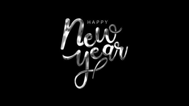 Happy New Year Text Animation on Silver Color. Great for Happy New Year Celebrations, for banner, social media feed wallpaper stories