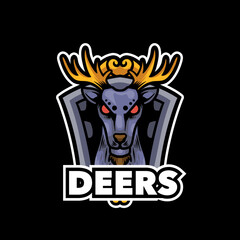 Deer head dark art mascot logo for sport