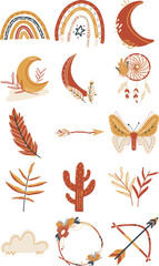 Cute Hand Drawn Boho Illustration Set