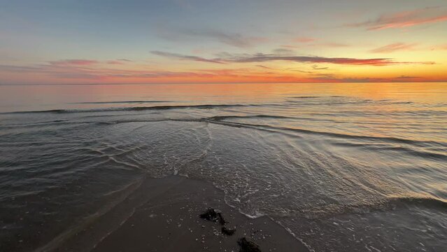 Calm Ocean Waves at Sunset on the Atlantic Ocean at Chatham, Cape Cod