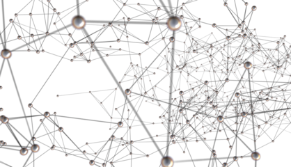 Neural network 3D illustration. Big data and cybersecurity