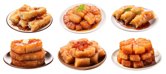 Assortment of Fried Rice Cake (Fan Shu Kao Nian Gao) Display