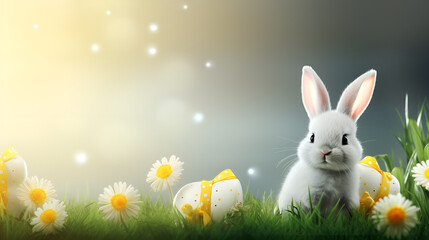 easter bunny with easter eggs