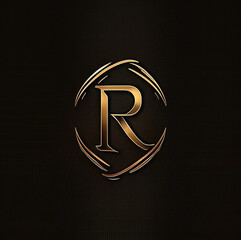 3d golden Letter R - Logo 
