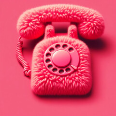 Fluffy pink rotary phone