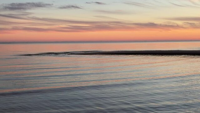 Calm Ocean Waves at Sunset on the Atlantic Ocean at Chatham, Cape Cod