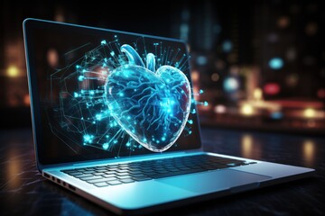 Close-up image of displaying an icon of a heart, representing cardiology. Generative AI. - Powered by Adobe
