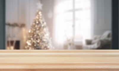 Merry Christmas desk background with Christmas tree