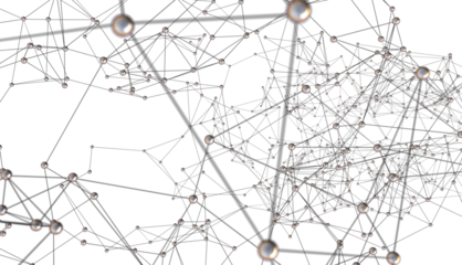 Neural network 3D illustration. Big data and cybersecurity