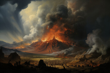 GENERATIVE AI romantic painting Inspired Eruption of Disaster and Despair