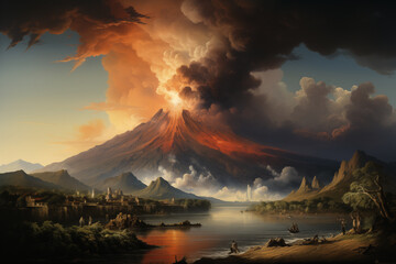 GENERATIVE AI romantic painting Inspired Eruption of Disaster and Despair