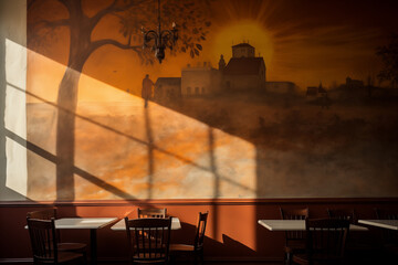 GENERATIVE AI 
Haunting Heritage: Scene: A colonial-era building, now a trendy restaurant, but with a faded mural on its wall depicting a forgotten local legend. Echoes of Lore Lingering
