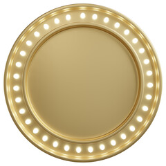 3d render of golden billboard light bulb with circle shape.