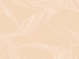 Orange and white abstract wavy line art seamless pattern - 692271910