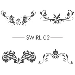 Illustration vector graphic of vintage floral swirl ornament set