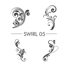 Illustration vector graphic of vintage floral swirl ornament set