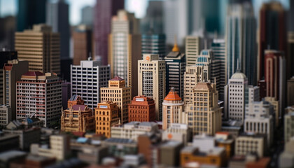 City life illuminated by multi colored skyscrapers generative AI