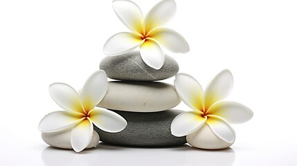 Fototapeta na wymiar frangipani flower and stones