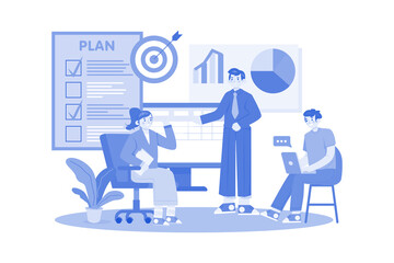 Business Training Illustration concept on whitusiness background