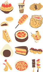 Tasty Asian Street Food Illustration Set