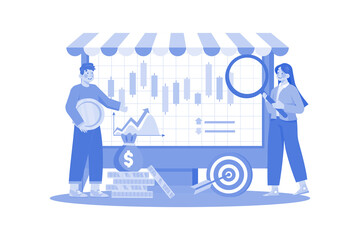 NFT marketplace Illustration concept on white background