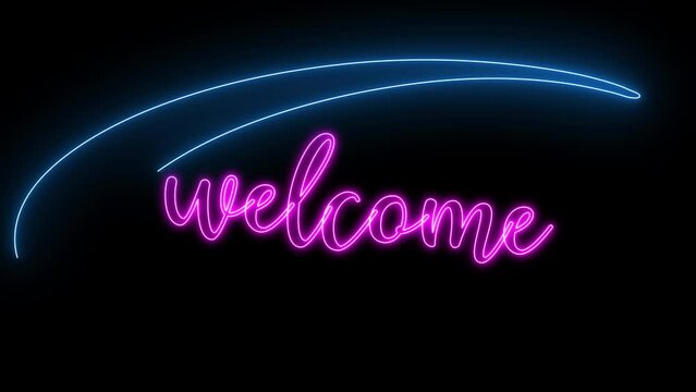 welcome   animation. This animated is suitable for greetings and opening videos. animated colorful lights alpha channel	
