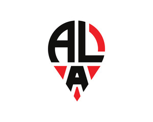 ALA letter location shape logo design. ALA letter location logo simple design.1