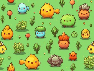 cute cartoon seamless pattern