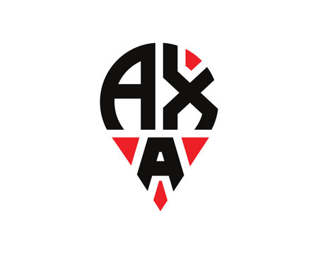 AXA letter location shape logo design. AXA letter location logo simple design.