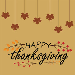 Happy thanksgiving day. Vector banner, greeting card with text Happy thanksgiving day