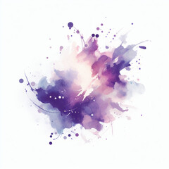 Watercolor purple element overlay stain splash, white background, symbol, illustration, splash, design, art, liquid