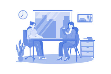 Employee Interview Illustration concept on whitmployee background